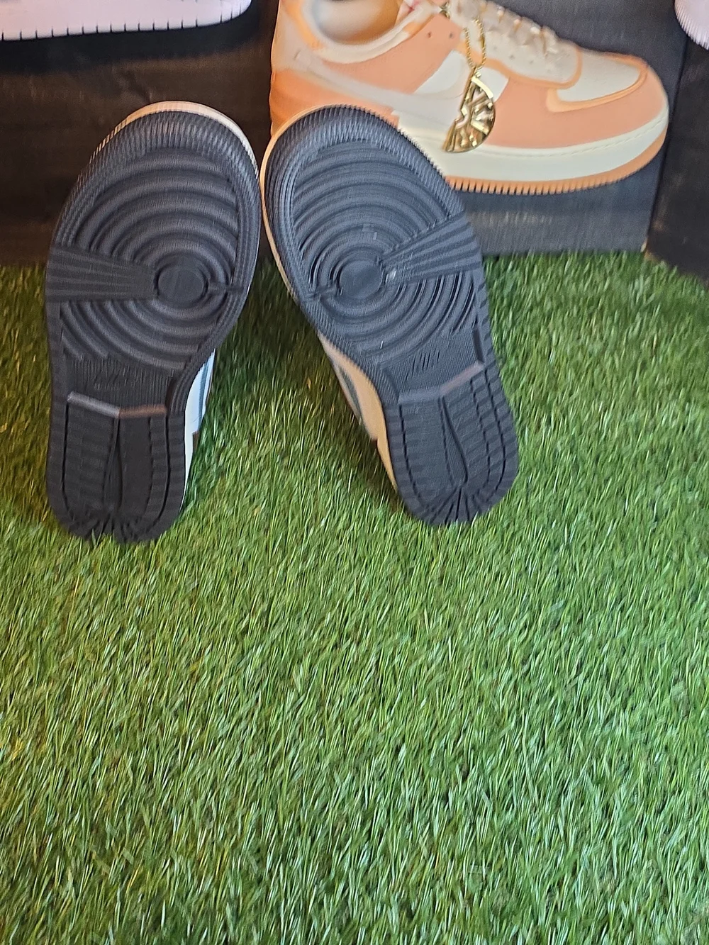 Nike Kids' Mid-Top Sneakers in White, Brown & Gray